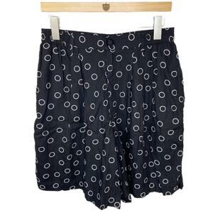 Vintage Circle Print Black Culottes Shorts - Women's Size 12